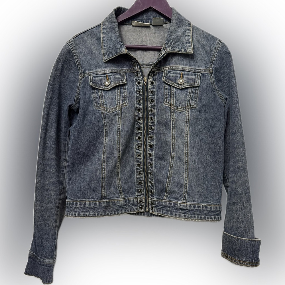 JLo by Jennifer Lopez Denim Jacket | Women’s Large | Grommet Detail, Fitted